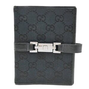 GUCCI GG pattern Jackie Agenda Day Planner Cover Canvas Leather Black 07KB464